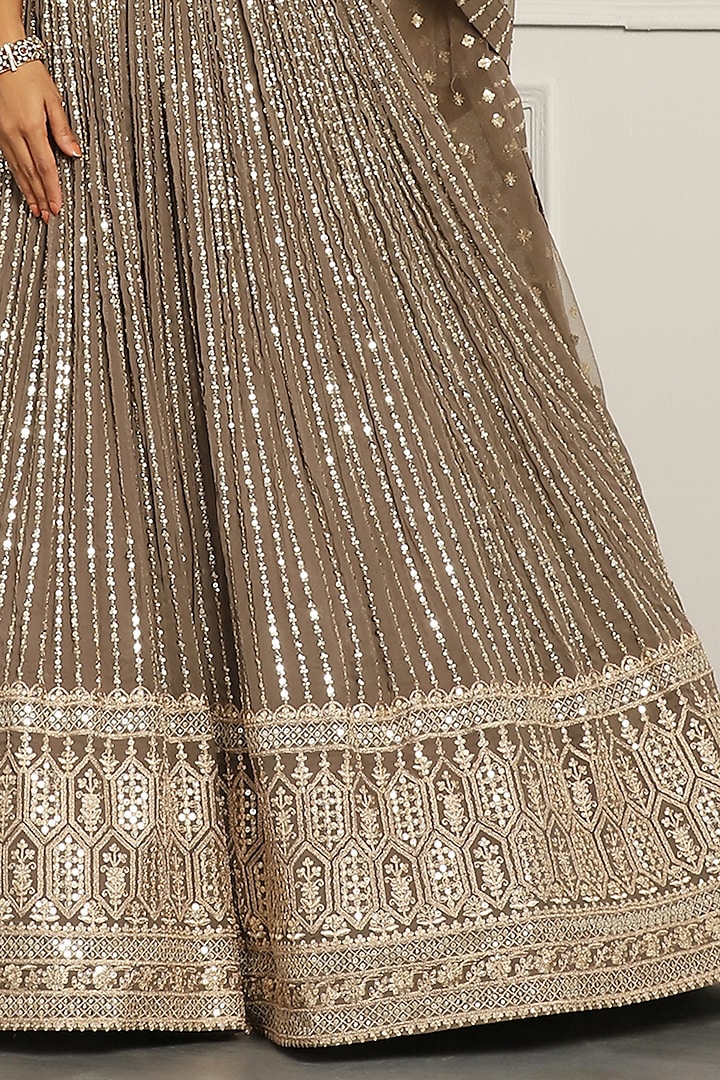 Mud Georgette Sequin Embroidered Wedding Lehenga Set by MeenaGurnam at Pernia's Pop Up Shop