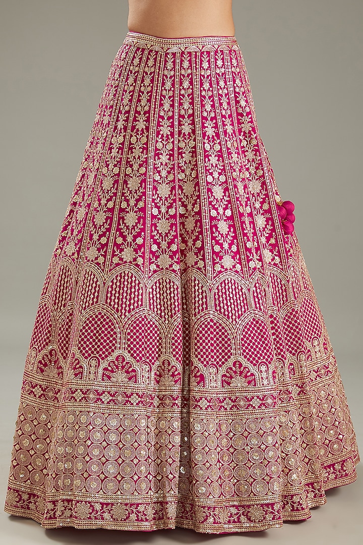 Magenta Sequins Embroidered Wedding Lehenga Set by MeenaGurnam at Pernia's Pop Up Shop