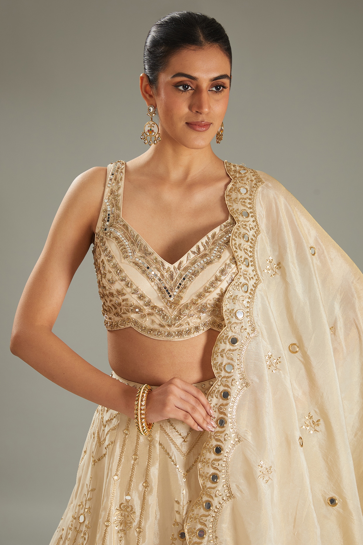 Shop the Golden Handloom Kota Doria Tissue Silk Lehenga Set – Luxurion World