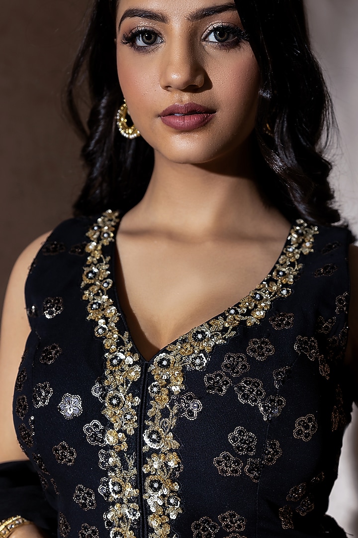 Black Net Party Wear Sharara Set by MeenaGurnam at Pernia's Pop Up Shop