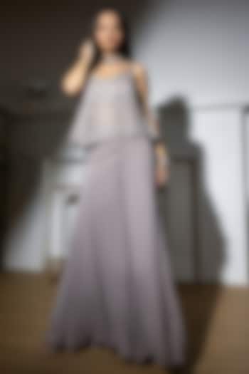 Grey Georgette Party Wear Sharara Set by MeenaGurnam at Pernia's Pop Up Shop