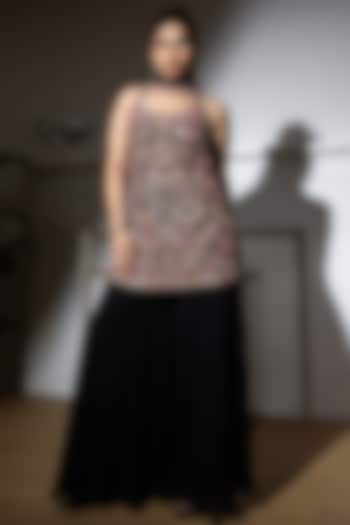 Black Georgette Wedding Sharara Set by MeenaGurnam at Pernia's Pop Up Shop