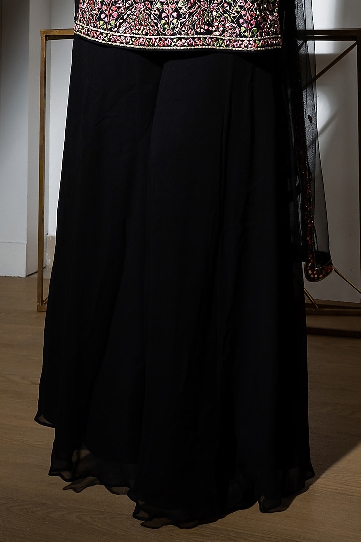 Black Georgette Wedding Sharara Set by MeenaGurnam at Pernia's Pop Up Shop
