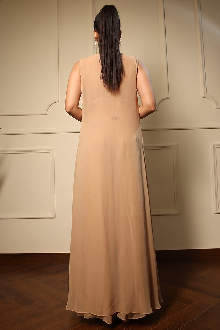 Rose Gold Georgette & Net Party Wear Sharara Set by MeenaGurnam at Pernia's Pop Up Shop