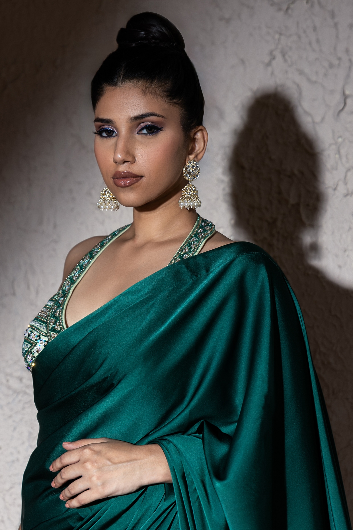 Buy Pewter Grey Satin Saree online-Karagiri