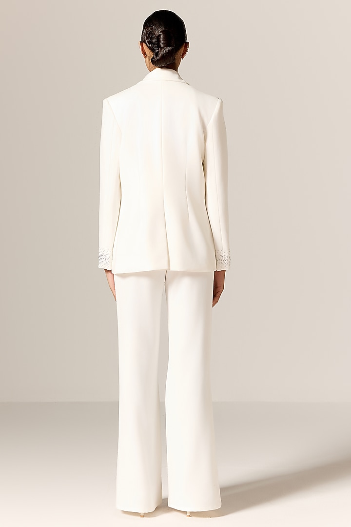 Ivory Crepe Twill Blazer Set by Manika Nanda at Pernia's Pop Up Shop