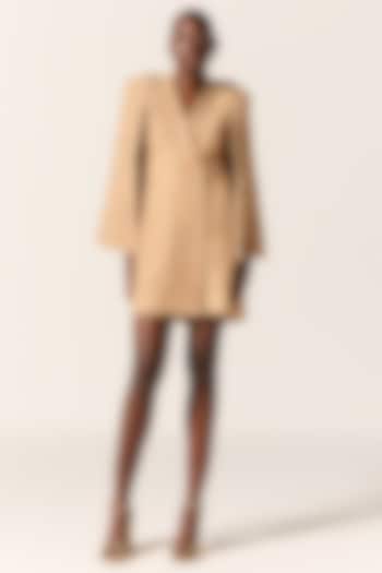 Camel Brown Chantilly Lace Blazer Vacation Dress by Manika Nanda at Pernia's Pop Up Shop