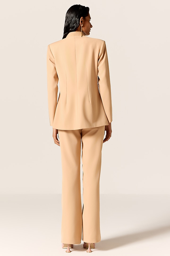 Camel Brown Crepe Twill Blazer Set by Manika Nanda at Pernia's Pop Up Shop