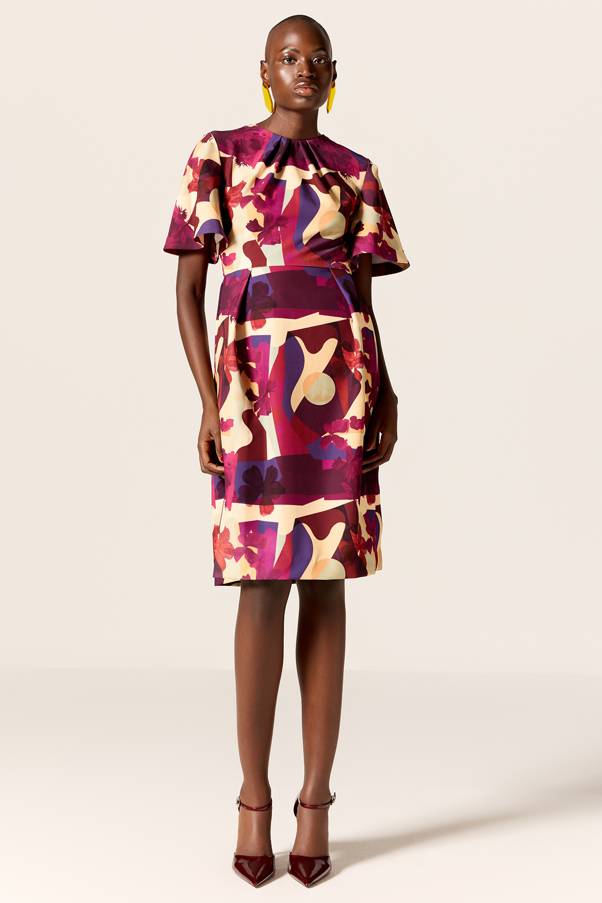 Multi-Colored Crepe Spandex Midi Vacation Dress by Manika Nanda at Pernia's Pop Up Shop