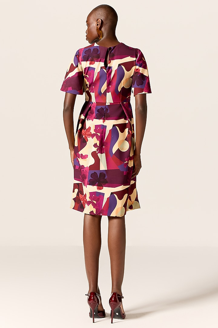 Multi-Colored Crepe Spandex Midi Vacation Dress by Manika Nanda at Pernia's Pop Up Shop