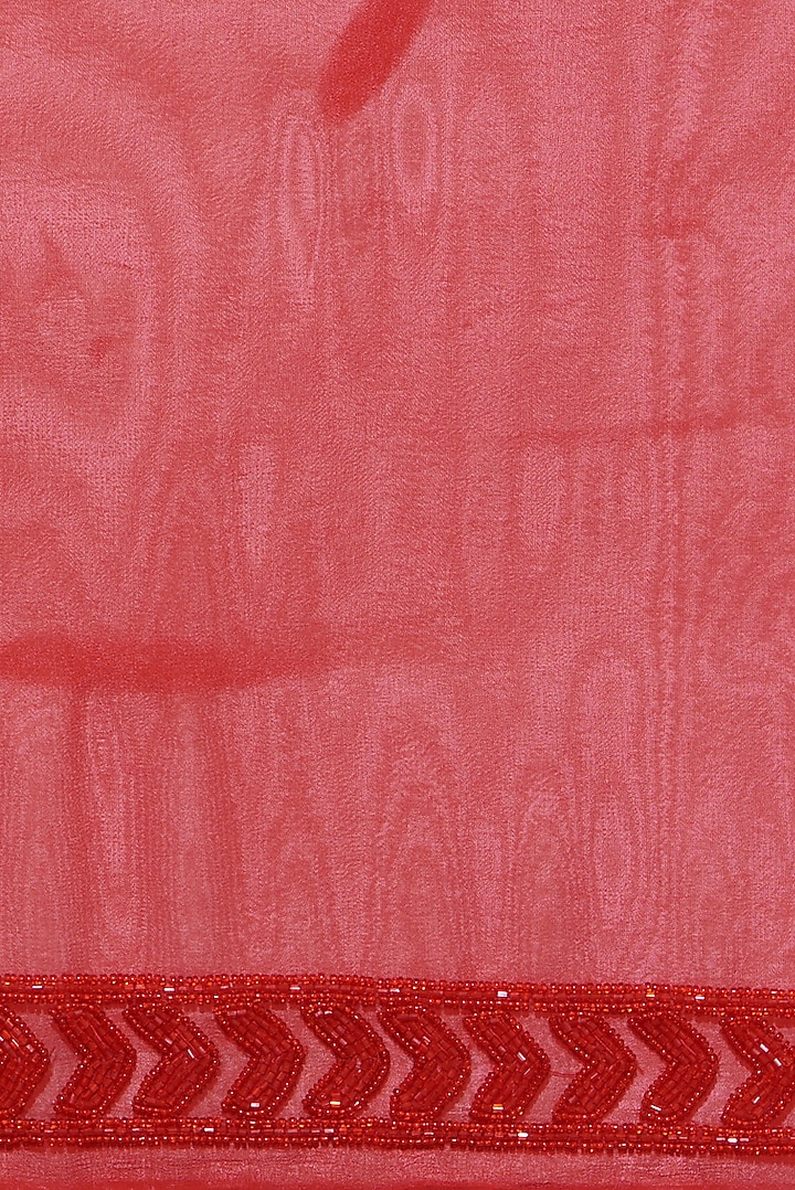Red Georgette Embroidered Wedding Saree Set by Mint N Oranges at Pernia's Pop Up Shop
