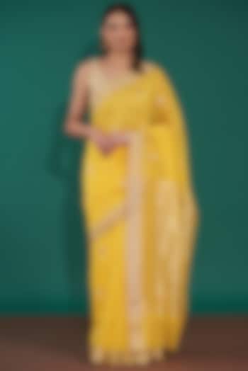 Yellow Handwoven Pure Chanderi Saree by Mint n oranges