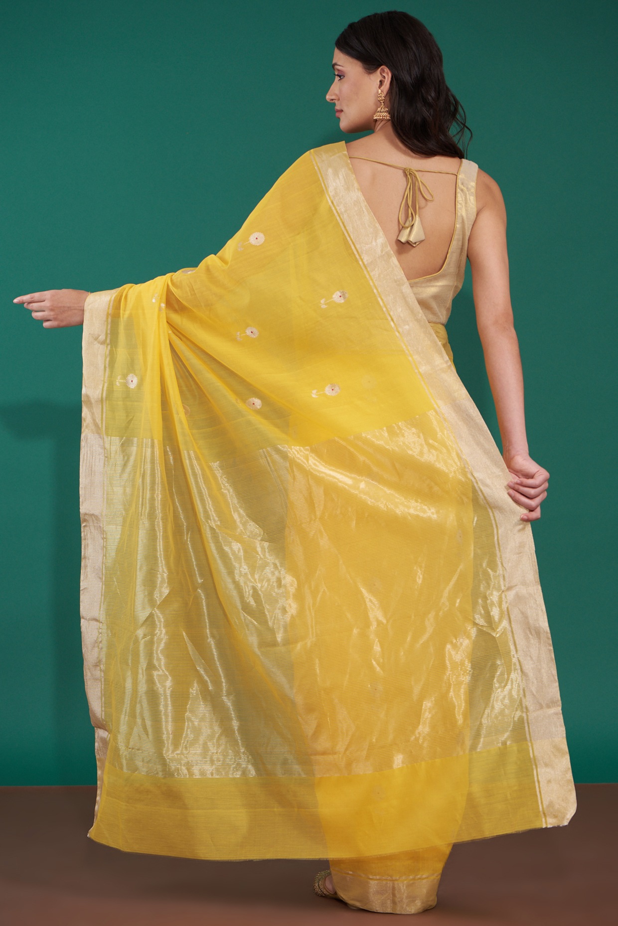 Shop Yellow Printed Chanderi Saree by SAKSHAM & NEHARICKA at House of  Designers – HOUSE OF DESIGNERS