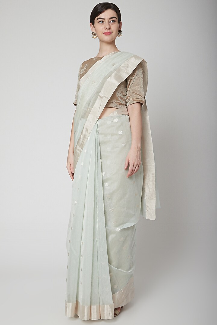 Mint Green Zari Party Wear Saree Set by Mint n oranges at Pernia's Pop Up Shop