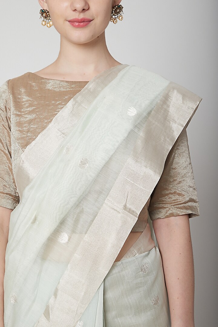 Mint Green Zari Party Wear Saree Set by Mint n oranges at Pernia's Pop Up Shop