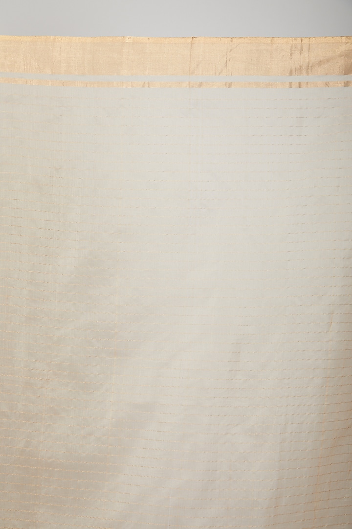 Beige & Gold Handwoven Checkered Festive Saree Set by Mint n oranges at Pernia's Pop Up Shop