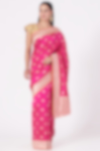Pink Banarasi Silk Saree by Mint n oranges