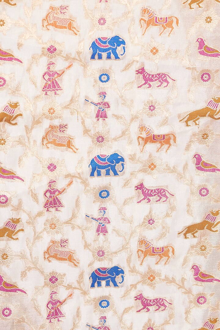 Ivory Banarasi Silk Wedding Saree by Mint n oranges at Pernia's Pop Up Shop