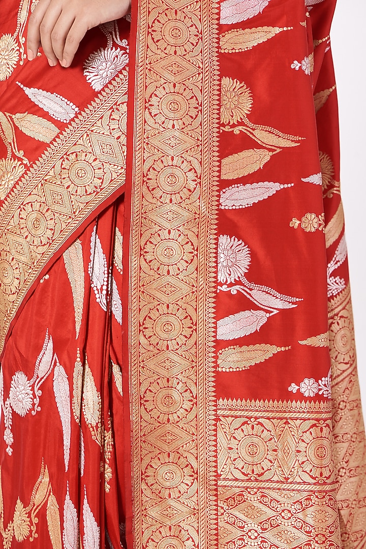 Red Banarasi Silk Wedding Saree by Mint n oranges at Pernia's Pop Up Shop
