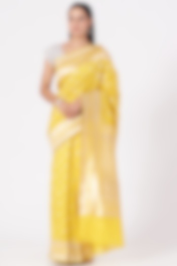 Yellow Banarasi Silk Saree by Mint n oranges at Pernia's Pop Up Shop