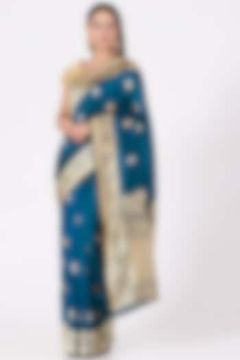 Blue Banarasi Silk Zari Wedding Saree by Mint n oranges at Pernia's Pop Up Shop