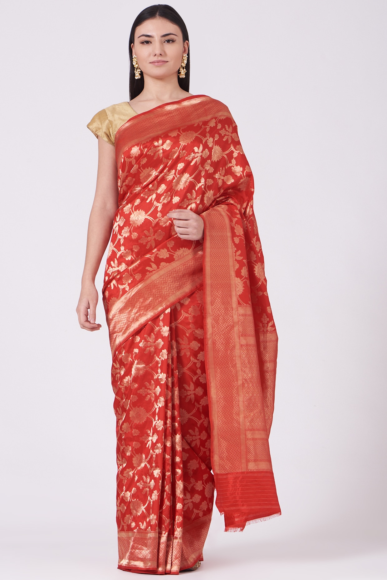Yellow Pure Banarasi Silk Saree With Kutchi Work & Mirror Heavy Work - VJV  Now - India | Saree, Half saree, Indian fashion