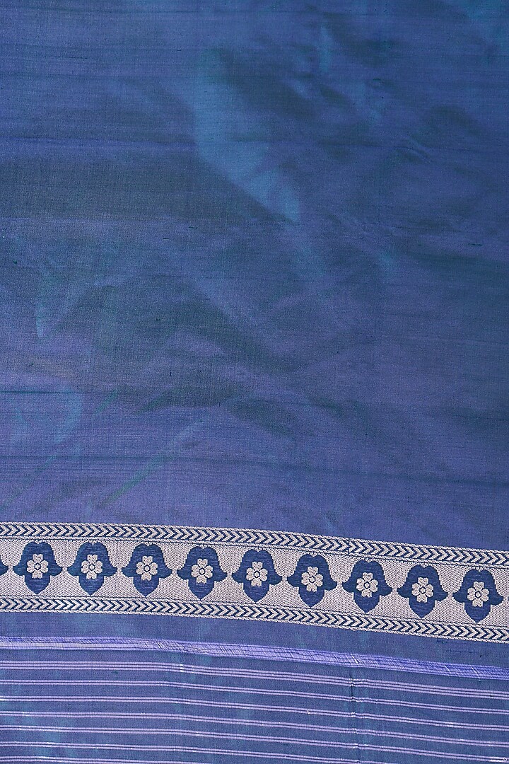 Midnight Blue Banarasi Silk Wedding Saree Set by Mint N Oranges at Pernia's Pop Up Shop