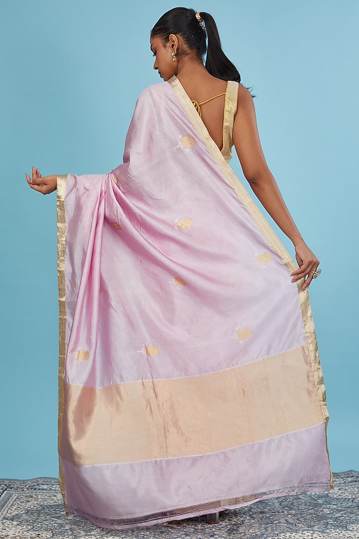 Mauve Pure Banarasi Silk Handwoven Party Wear Saree Set by Mint N Oranges at Pernia's Pop Up Shop