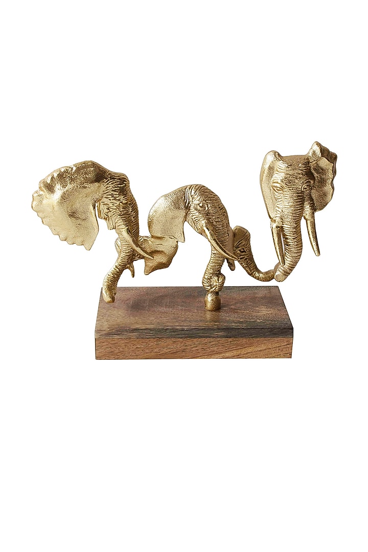 Gold Wooden & Aluminium Elephant Head Sculpture by Manor House at Pernia's Pop Up Shop