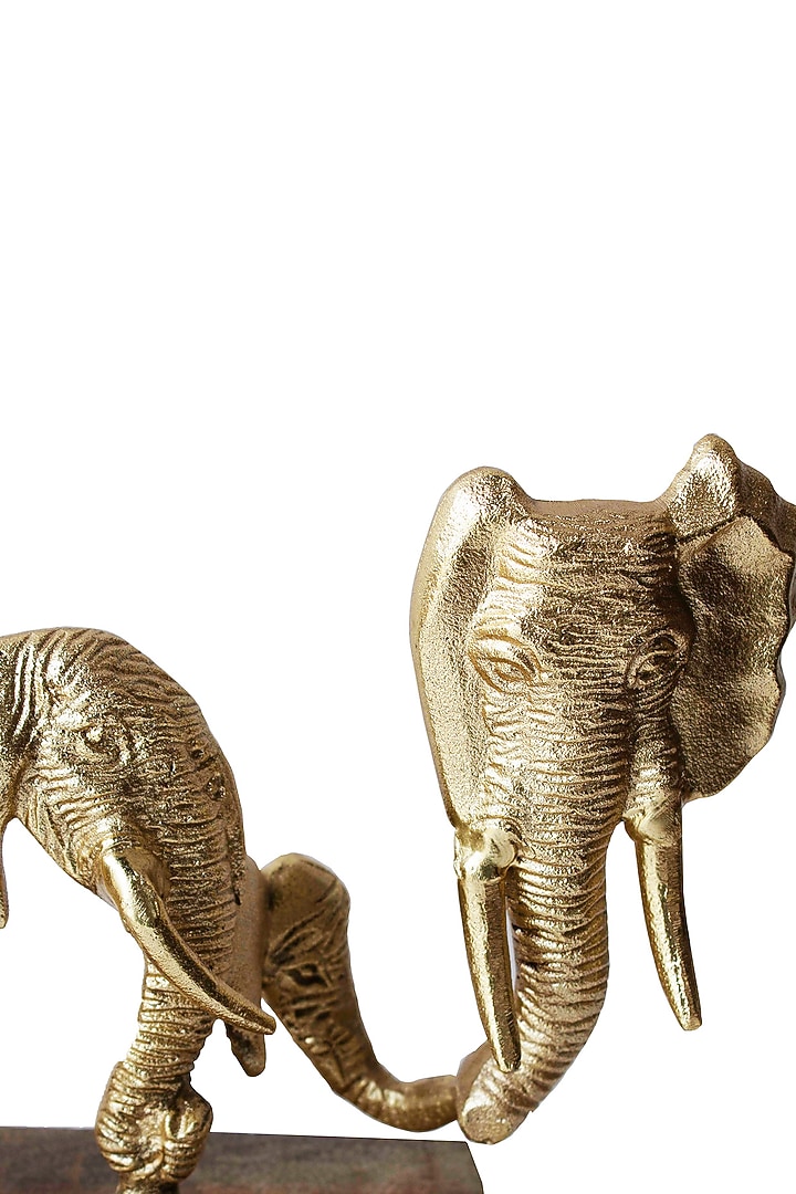 Gold Wooden & Aluminium Elephant Head Sculpture by Manor House at Pernia's Pop Up Shop