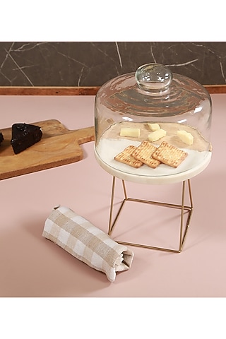 White & Brown Cake Stand With Lid by Manor House