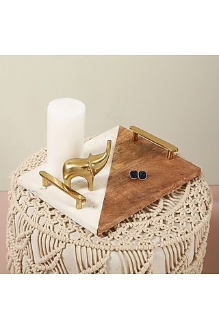 White & Brown Tray by Manor House