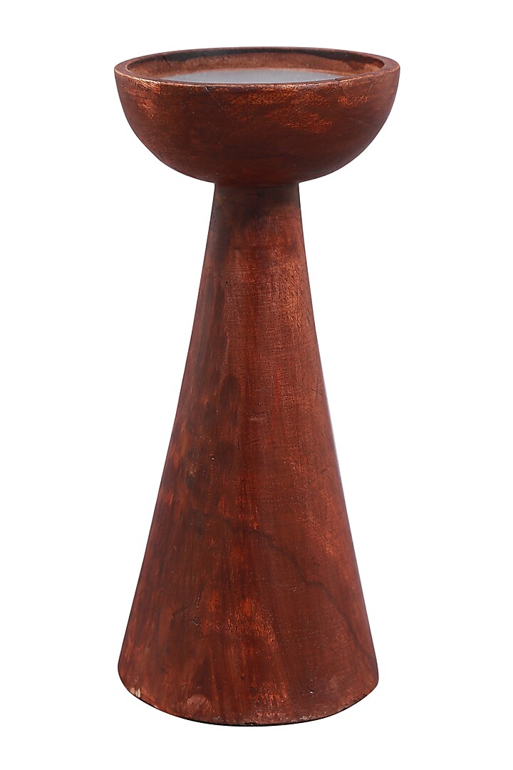 Brown Wood Conical Candle Holder by Manor House at Pernia's Pop Up Shop