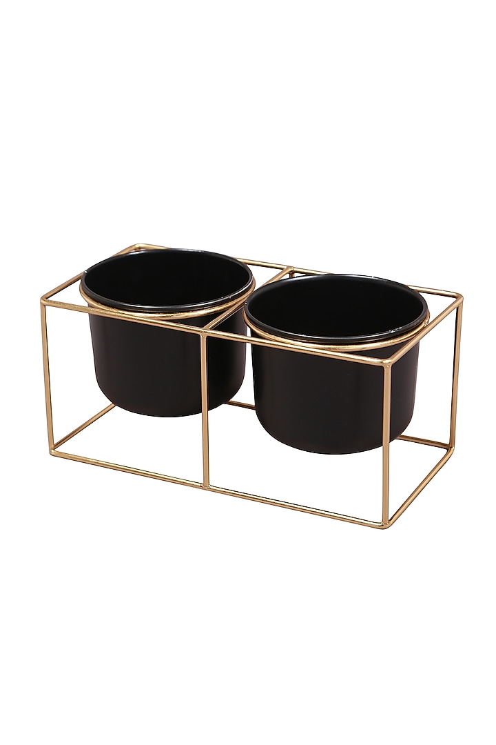 Black Iron Mini Planters With Detachable Stand(Set of 2) by Manor House at Pernia's Pop Up Shop