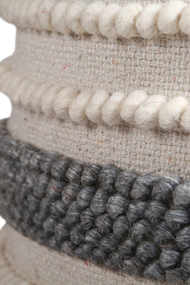 White & Grey Striped Pouf by Manor House at Pernia's Pop Up Shop
