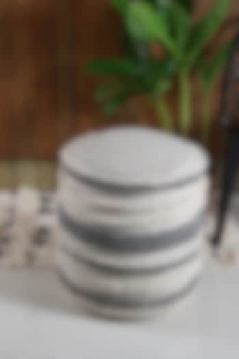 White & Grey Striped Pouf by Manor House at Pernia's Pop Up Shop