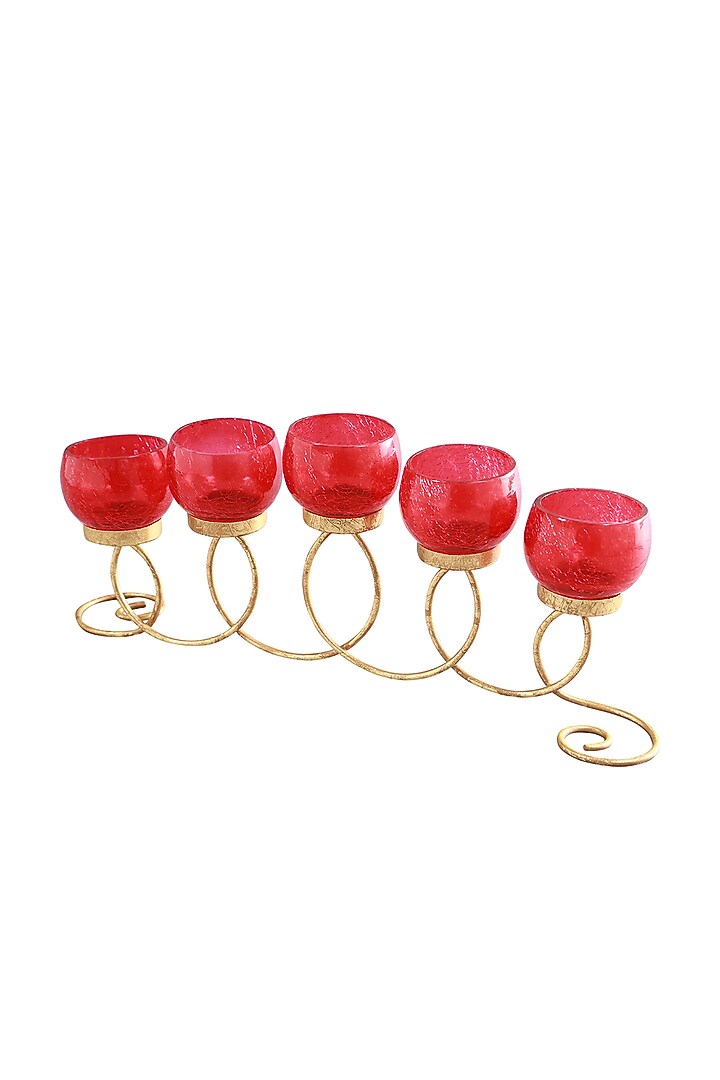 Red Iron & Glass Handcrafted Candle Holder by Manor House at Pernia's Pop Up Shop