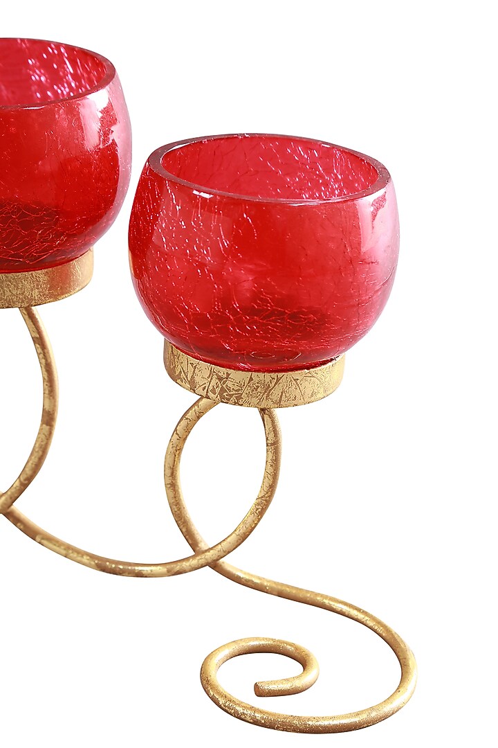 Red Iron & Glass Handcrafted Candle Holder by Manor House at Pernia's Pop Up Shop