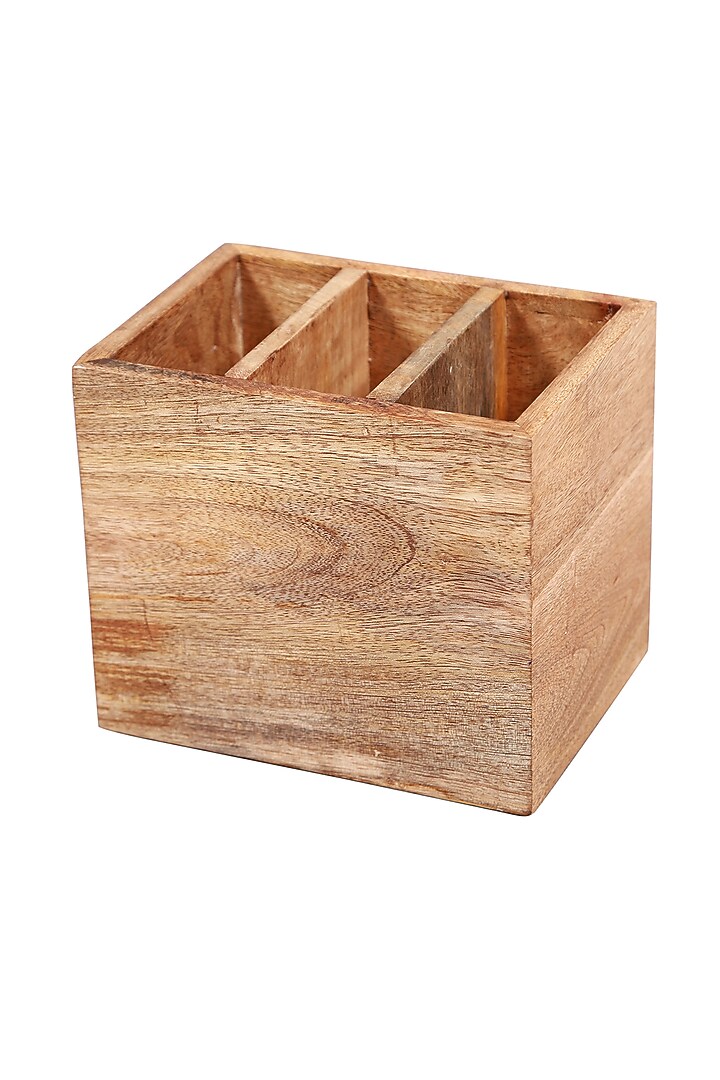 Brown Mango Wood Cutlery Holder by Manor House at Pernia's Pop Up Shop