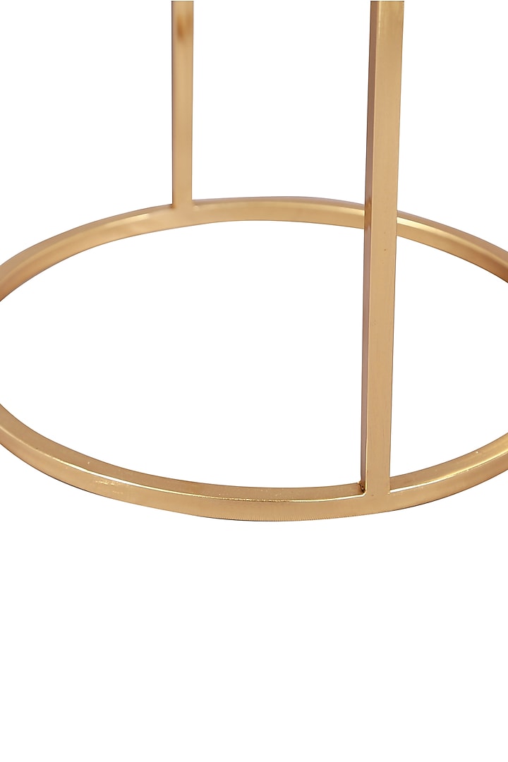 White Iron, Marble, & Agate Stone End Table by Manor House at Pernia's Pop Up Shop