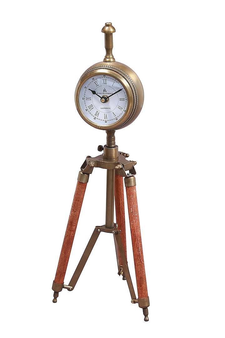 Brown Clock With Adjustable Tripod Stand by Manor House at Pernia's Pop Up Shop