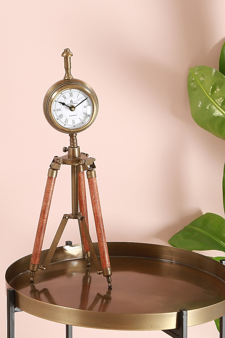 Brown Clock With Adjustable Tripod Stand by Manor House at Pernia's Pop Up Shop