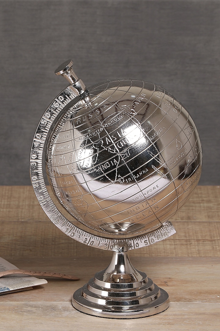 Silver Metal Globe Showpiece by Manor House