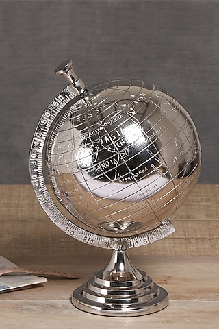 Silver Metal Globe Showpiece by Manor House