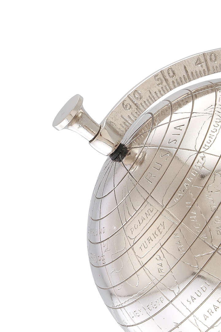 Silver Metal Globe Showpiece by Manor House at Pernia's Pop Up Shop