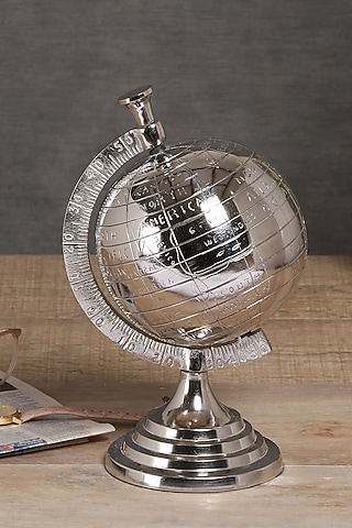 Silver Metal Globe Showpiece by Manor House