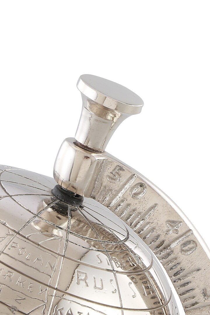 Silver Metal Globe Showpiece by Manor House at Pernia's Pop Up Shop