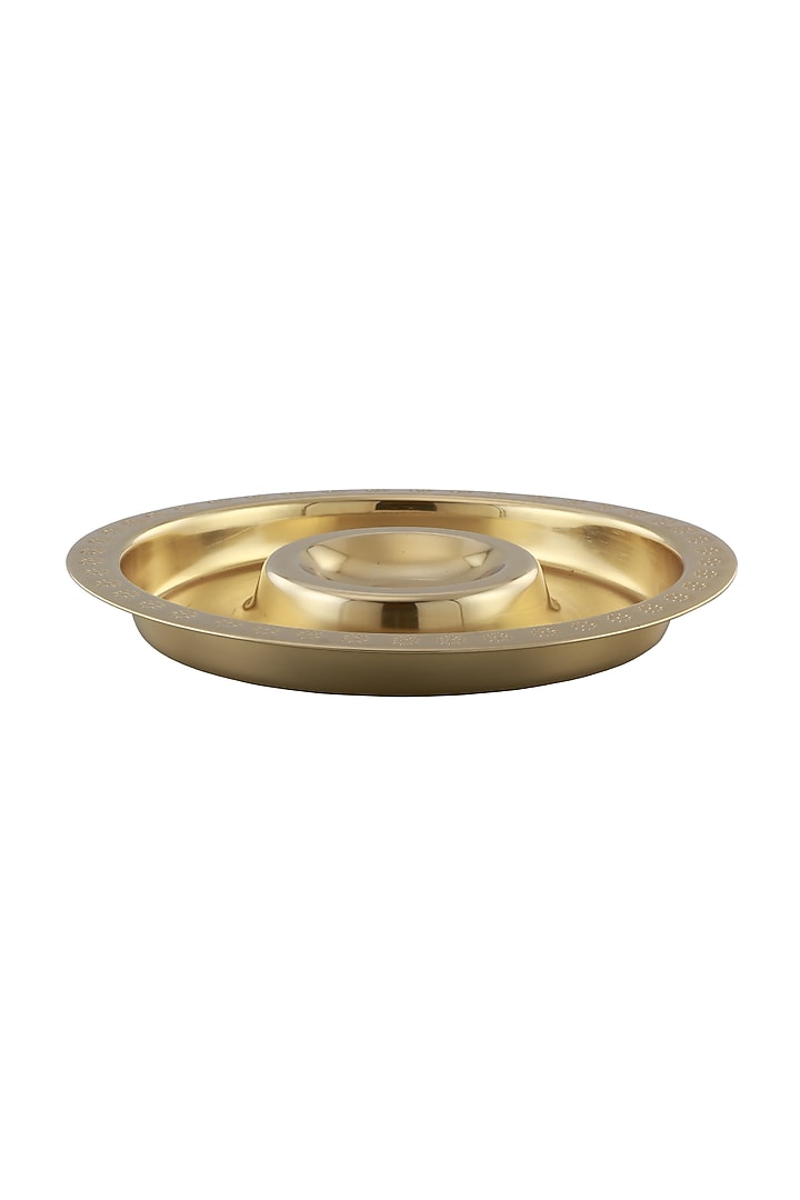 Gold Stainless Steel Chip & Plate (Set of 2) by Manor House at Pernia's Pop Up Shop