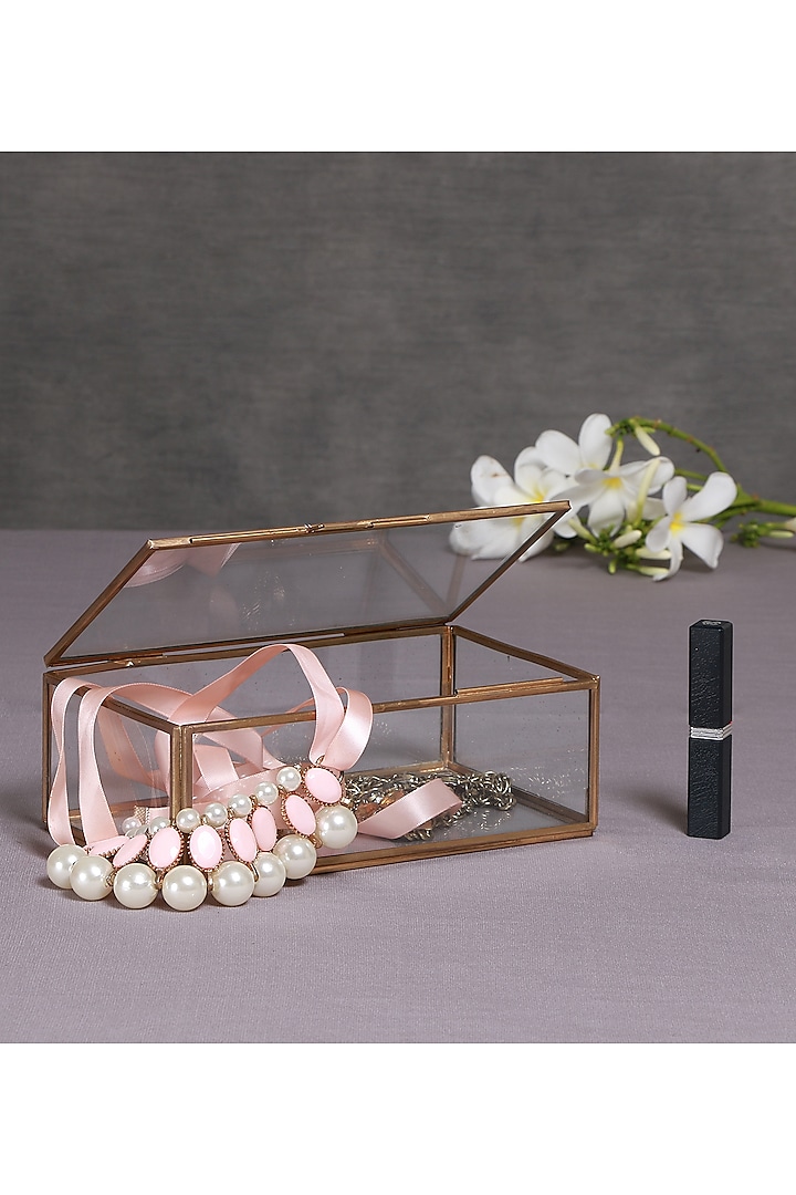 Transparent Brass & Glass Mirror Box by Manor House