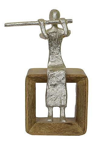 Silver Aluminium & Wood Sculpture by Manor House